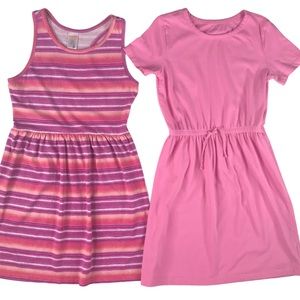 2 GAP Gymboree Pink Cotton Dress Bundle Girl Size M L Cotton Casual Beach Ombré